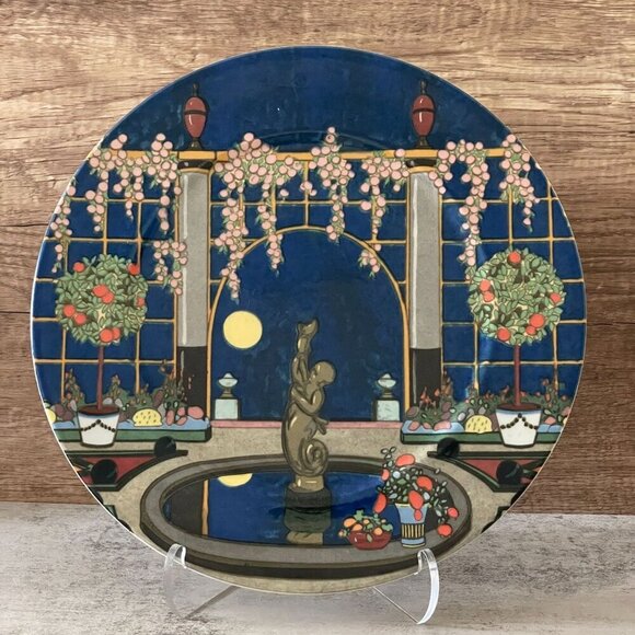Vintage 90's Villeroy and Boch 12" Charger Plate Jardins Français #3 Moon Blue - Picture 1 of 6